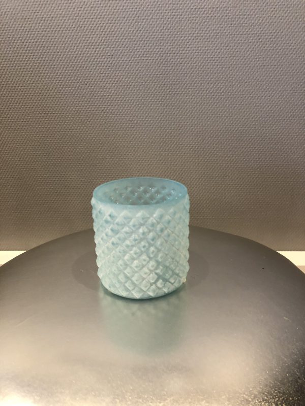 Waxinelichthouder mat turquoise 10x10 cm