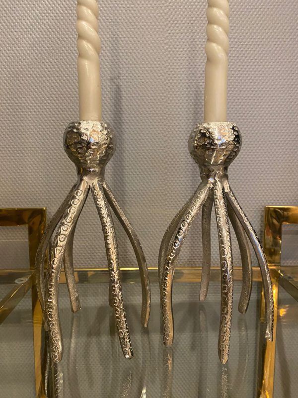 Kandelaar octopus zilver 14cm