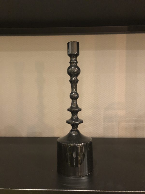 Kandelaar 10x34cm glans zwart