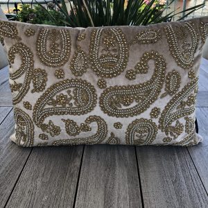 Kussen fluweel paisley beige 45x30 cm