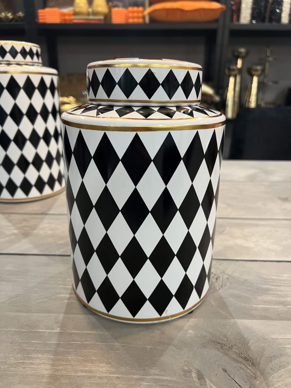Jar zwart/wit 16x24 cm