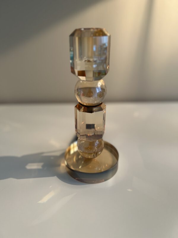 Kandelaar gold luster crystal glass 8x8x19cm