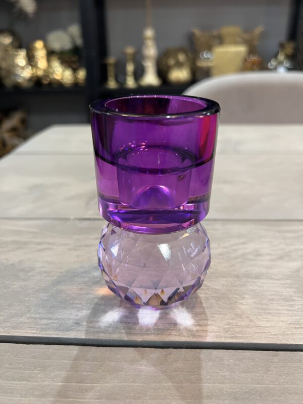 Kandelaar/waxinlichthouder multi color crystal glass 6x6x10cm