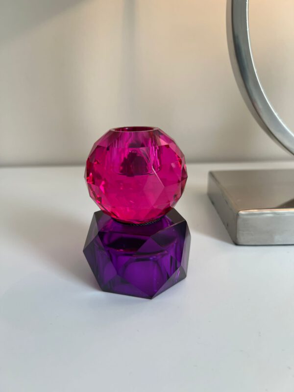 Kandelaar/waxinelichthouder multi color crystalglass 7x7x10cm